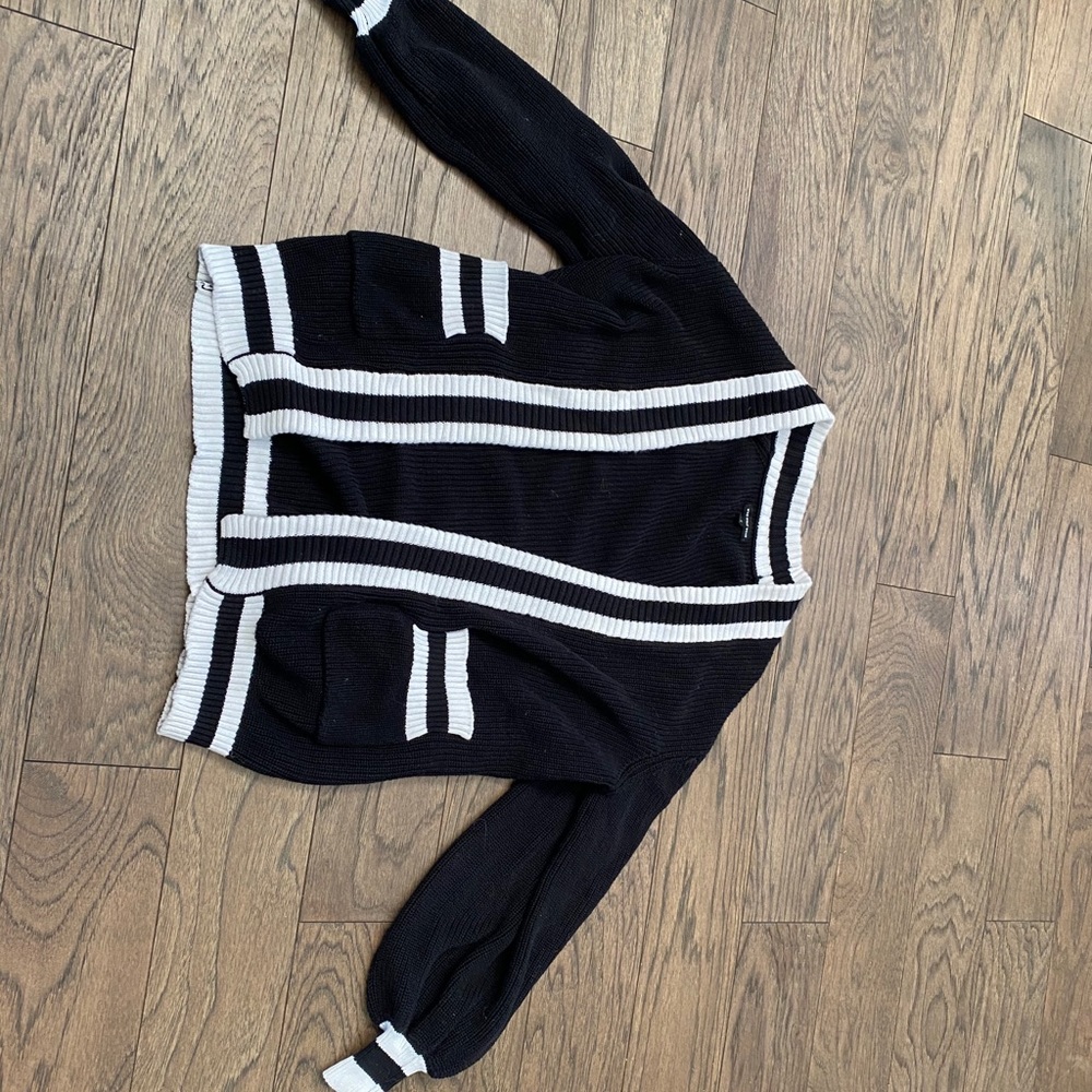 Black and white striped cardigan size m